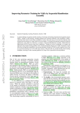 Improving Parameter Training for VQEs by Sequential Hamiltonian Assembly