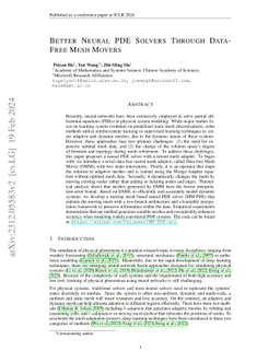 Better Neural PDE Solvers Through Data-Free Mesh Movers