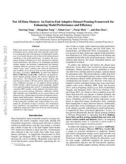 Not All Data Matters: An End-to-End Adaptive Dataset Pruning Framework
  for Enhancing Model Performance and Efficiency