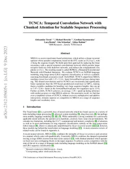 TCNCA: Temporal Convolution Network with Chunked Attention for Scalable
  Sequence Processing