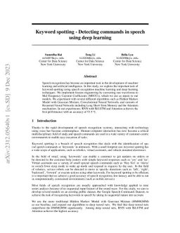 Keyword spotting -- Detecting commands in speech using deep learning
