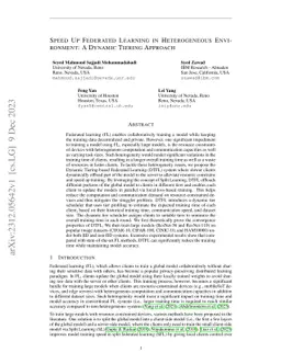 Speed Up Federated Learning in Heterogeneous Environment: A Dynamic
  Tiering Approach