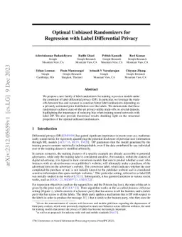 Optimal Unbiased Randomizers for Regression with Label Differential
  Privacy