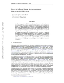 Batched Low-Rank Adaptation of Foundation Models