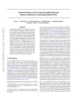 Structured Inverse-Free Natural Gradient: Memory-Efficient &
  Numerically-Stable KFAC