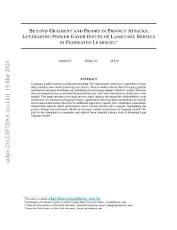 Beyond Gradient and Priors in Privacy Attacks: Leveraging Pooler Layer
  Inputs of Language Models in Federated Learning