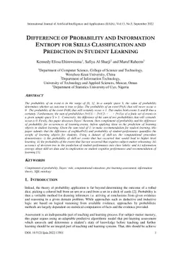 Difference of Probability and Information Entropy for Skills
  Classification and Prediction in Student Learning