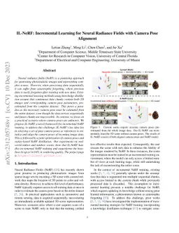 IL-NeRF: Incremental Learning for Neural Radiance Fields with Camera
  Pose Alignment