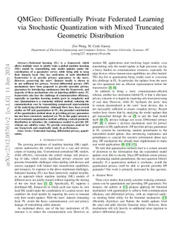 QMGeo: Differentially Private Federated Learning via Stochastic
  Quantization with Mixed Truncated Geometric Distribution