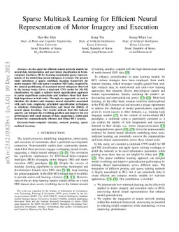 Sparse Multitask Learning for Efficient Neural Representation of Motor
  Imagery and Execution