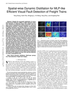 Spatial-wise Dynamic Distillation for MLP-like Efficient Visual Fault
  Detection of Freight Trains