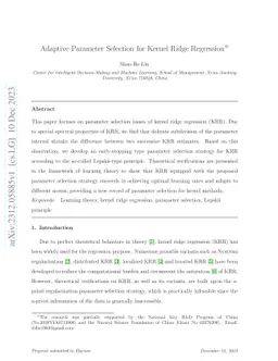 Adaptive Parameter Selection for Kernel Ridge Regression