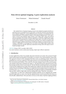 Data-driven optimal stopping: A pure exploration analysis
