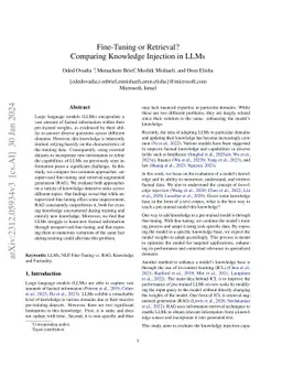 Fine-Tuning or Retrieval? Comparing Knowledge Injection in LLMs