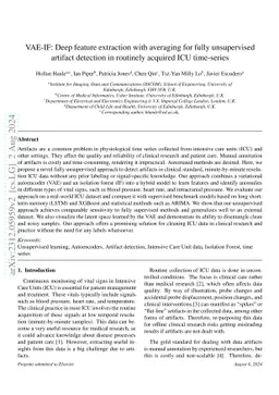 VAE-IF: Deep feature extraction with averaging for unsupervised artifact
  detection in routine acquired ICU time-series