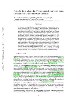 Fake It Till Make It: Federated Learning with Consensus-Oriented
  Generation