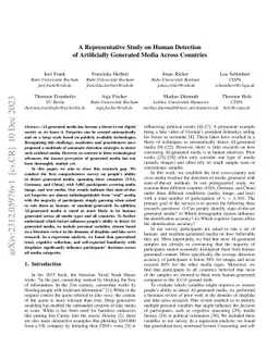 A Representative Study on Human Detection of Artificially Generated
  Media Across Countries