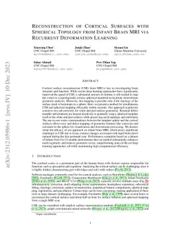 Reconstruction of Cortical Surfaces with Spherical Topology from Infant
  Brain MRI via Recurrent Deformation Learning