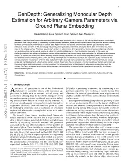 GenDepth: Generalizing Monocular Depth Estimation for Arbitrary Camera
  Parameters via Ground Plane Embedding