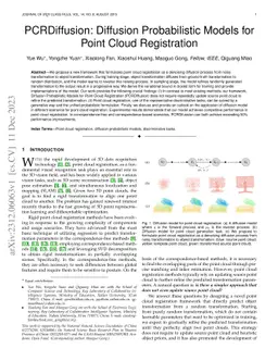PCRDiffusion: Diffusion Probabilistic Models for Point Cloud
  Registration