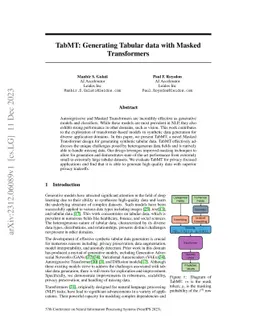 TabMT: Generating tabular data with masked transformers