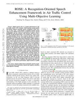 ROSE: A Recognition-Oriented Speech Enhancement Framework in Air Traffic
  Control Using Multi-Objective Learning