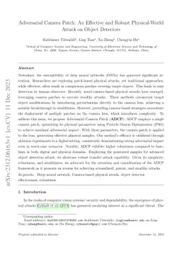 Adversarial Camera Patch: An Effective and Robust Physical-World Attack
  on Object Detectors
