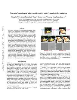 Towards Transferable Adversarial Attacks with Centralized Perturbation