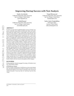 Improving Startup Success with Text Analysis