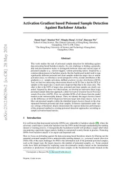 Activation Gradient based Poisoned Sample Detection Against Backdoor
  Attacks