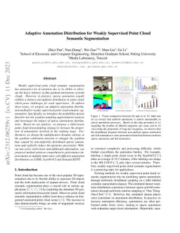 Adaptive Annotation Distribution for Weakly Supervised Point Cloud
  Semantic Segmentation