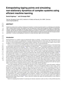 Extrapolating tipping points and simulating non-stationary dynamics of
  complex systems using efficient machine learning