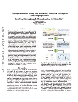 Learning Hierarchical Prompt with Structured Linguistic Knowledge for
  Vision-Language Models