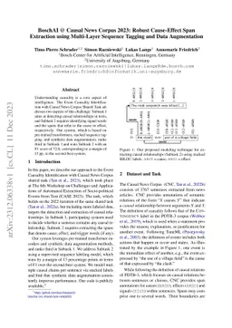 BoschAI @ Causal News Corpus 2023: Robust Cause-Effect Span Extraction
  using Multi-Layer Sequence Tagging and Data Augmentation