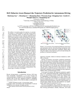 BAT: Behavior-Aware Human-Like Trajectory Prediction for Autonomous
  Driving