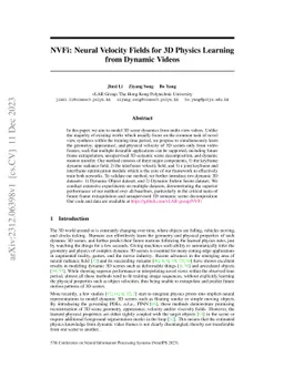 NVFi: Neural Velocity Fields for 3D Physics Learning from Dynamic Videos