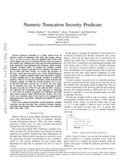 Numeric Truncation Security Predicate