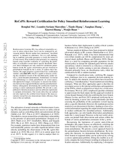 Reward Certification for Policy Smoothed Reinforcement Learning