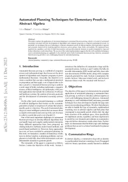 Automated Planning Techniques for Elementary Proofs in Abstract Algebra