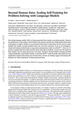 Beyond Human Data: Scaling Self-Training for Problem-Solving with
  Language Models