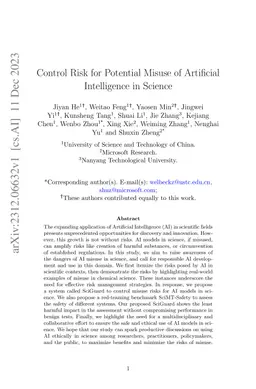 Control Risk for Potential Misuse of Artificial Intelligence in Science