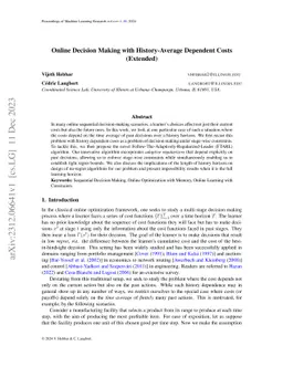 Online Decision Making with History-Average Dependent Costs (Extended)