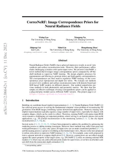 CorresNeRF: Image Correspondence Priors for Neural Radiance Fields