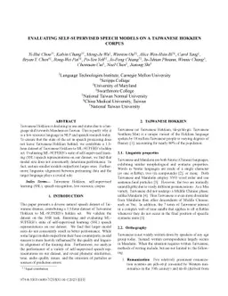 Evaluating Self-supervised Speech Models on a Taiwanese Hokkien Corpus