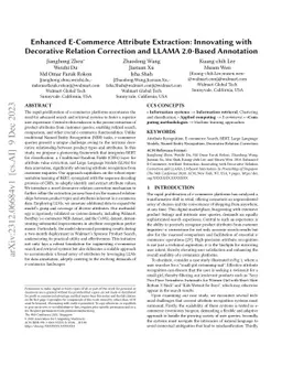 Enhanced E-Commerce Attribute Extraction: Innovating with Decorative
  Relation Correction and LLAMA 2.0-Based Annotation