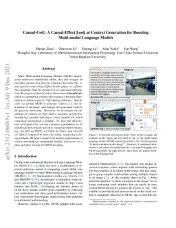 Causal-CoG: A Causal-Effect Look at Context Generation for Boosting
  Multi-modal Language Models