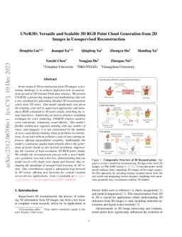 UNeR3D: Versatile and Scalable 3D RGB Point Cloud Generation from 2D
  Images in Unsupervised Reconstruction
