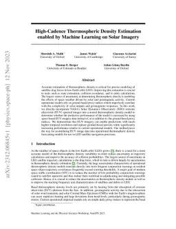 High-Cadence Thermospheric Density Estimation enabled by Machine
  Learning on Solar Imagery
