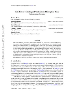Data-Driven Modeling and Verification of Perception-Based Autonomous
  Systems