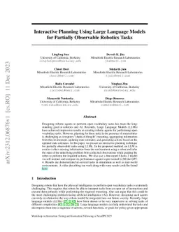 Interactive Planning Using Large Language Models for Partially
  Observable Robotics Tasks